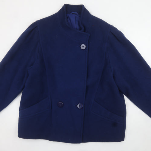 Marks and Spencer Womens Navy Wool Coat Size 18 Classic Mid-Length