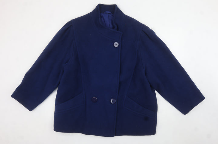 Marks and Spencer Womens Navy Wool Coat Size 18 Classic Mid-Length