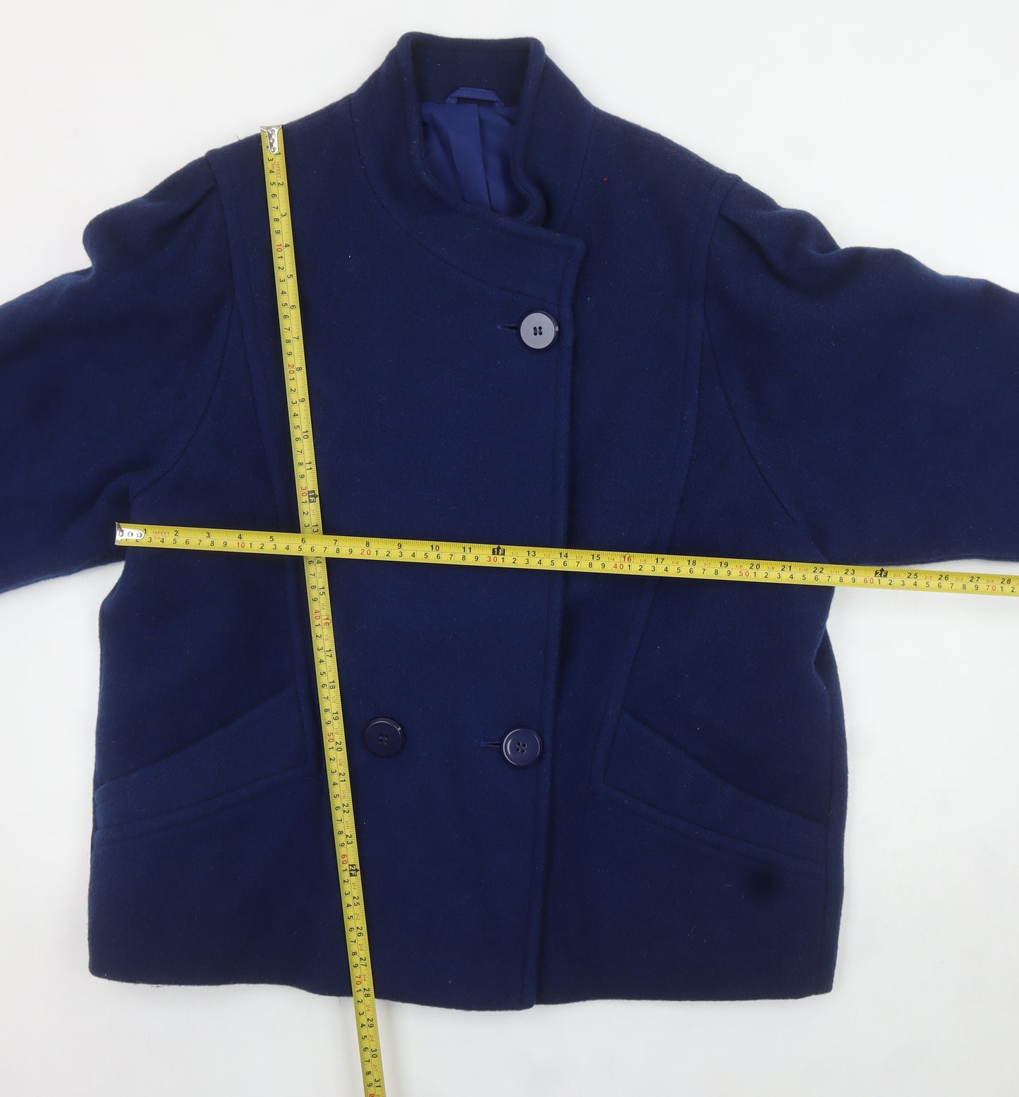 Marks and Spencer Womens Navy Wool Coat Size 18 Classic Mid-Length