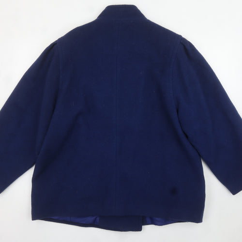 Marks and Spencer Womens Navy Wool Coat Size 18 Classic Mid-Length