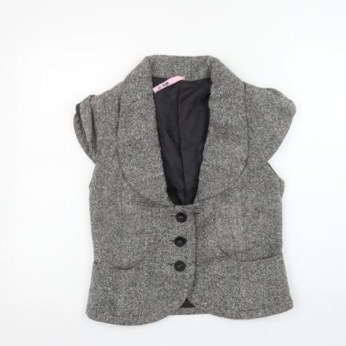 JCL Trends Womens Grey Tweed Tailored Shawl Collar Suit Waistcoat M