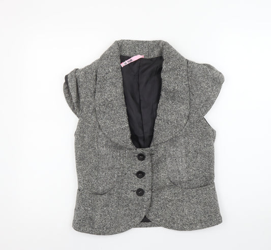 JCL Trends Womens Grey Tweed Tailored Shawl Collar Suit Waistcoat M