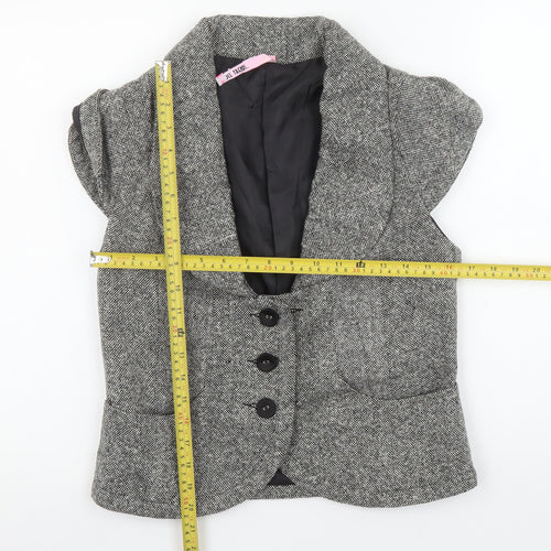 JCL Trends Womens Grey Tweed Tailored Shawl Collar Suit Waistcoat M