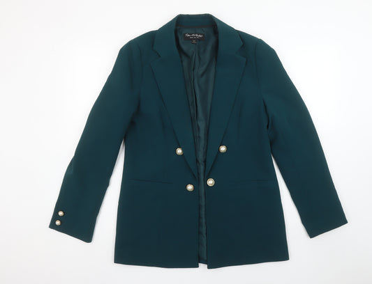 Miss Selfridge Women's Green UK 12 Double-Breasted Blazer