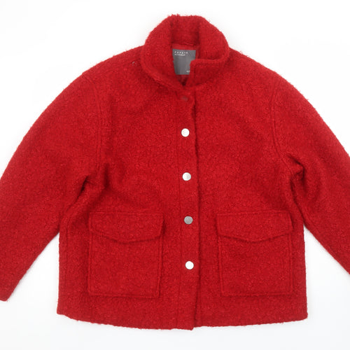 Papaya Women Red Size 12 Basic Mid-Length Fleece Jacket