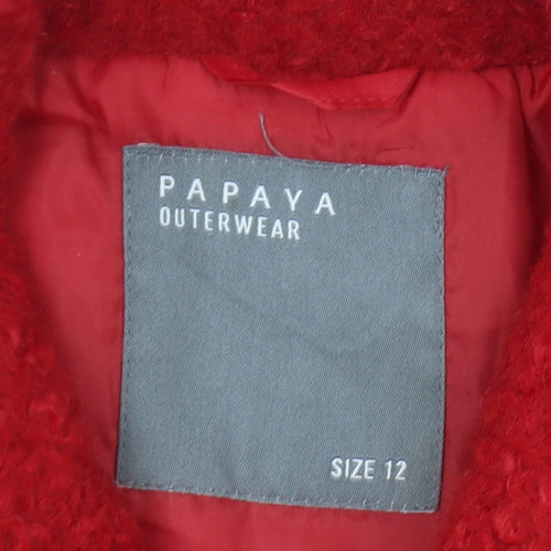 Papaya Women Red Size 12 Basic Mid-Length Fleece Jacket