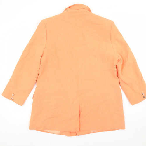 Primark Cares Women's Orange Double-Breasted Blazer UK 14 Linen Blend