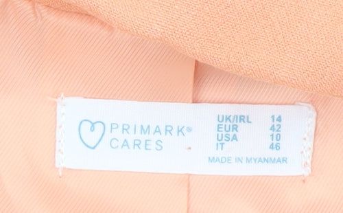 Primark Cares Women's Orange Double-Breasted Blazer UK 14 Linen Blend