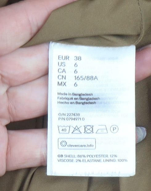 H&M Women’s Brown Belted Mid-Length Trench Coat Size 10