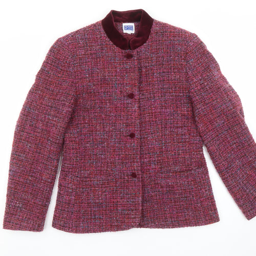 Penny Plain Women’s Red Tweed Wool Blend Suit Jacket Size 10 Classic Autumn