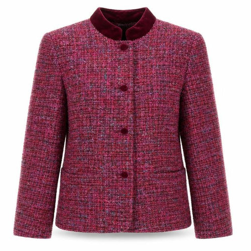 Penny Plain Women’s Red Tweed Wool Blend Suit Jacket Size 10 Classic Autumn