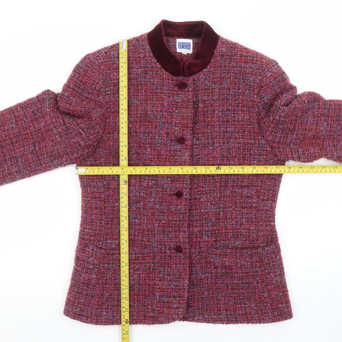 Penny Plain Women’s Red Tweed Wool Blend Suit Jacket Size 10 Classic Autumn