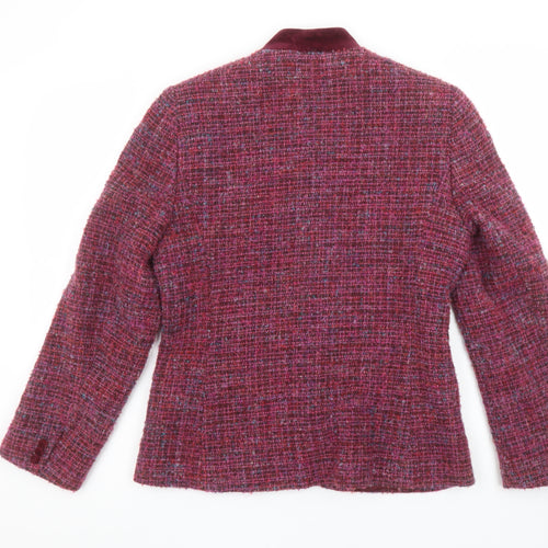 Penny Plain Women’s Red Tweed Wool Blend Suit Jacket Size 10 Classic Autumn