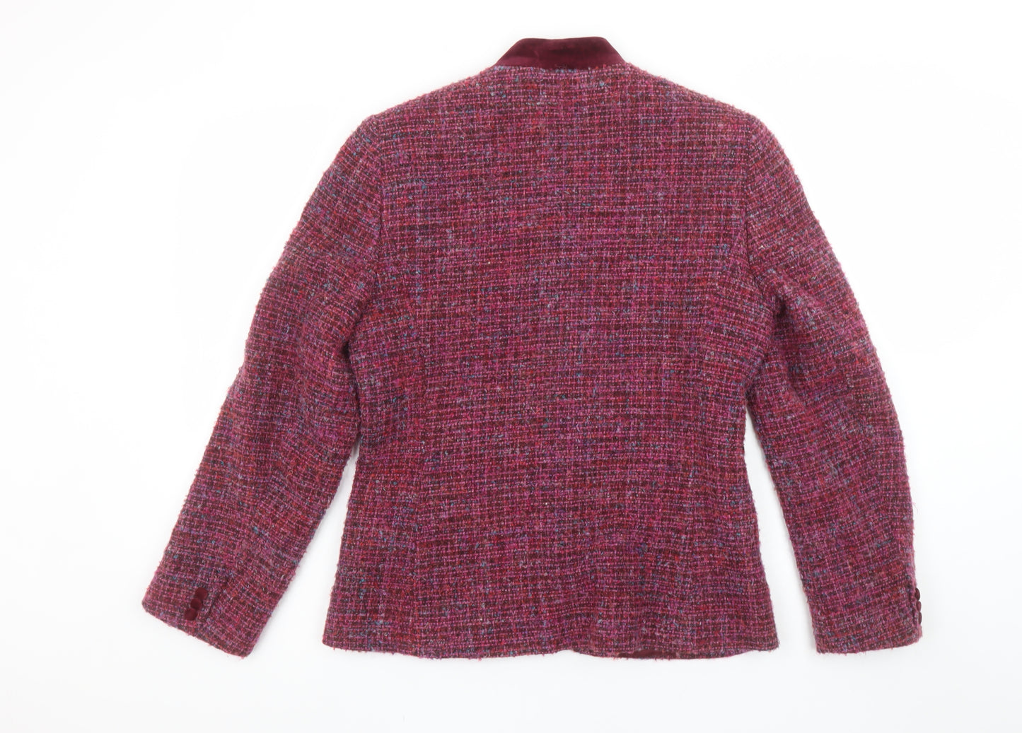 Penny Plain Women’s Red Tweed Wool Blend Suit Jacket Size 10 Classic Autumn