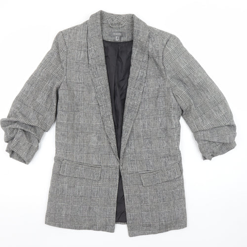 Primark Women Grey Check Blazer Jacket Size 8 Regular Fit