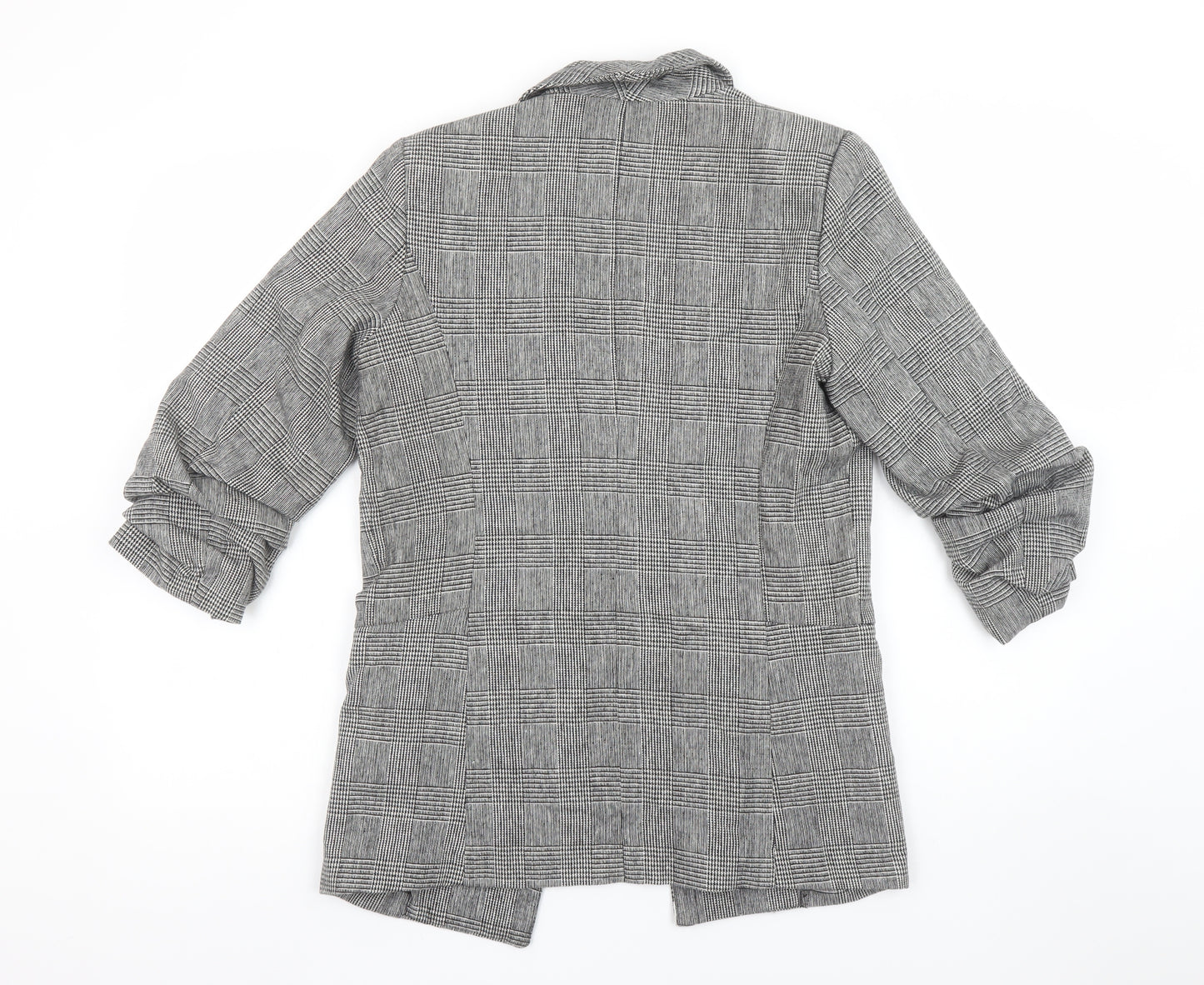 Primark Women Grey Check Blazer Jacket Size 8 Regular Fit