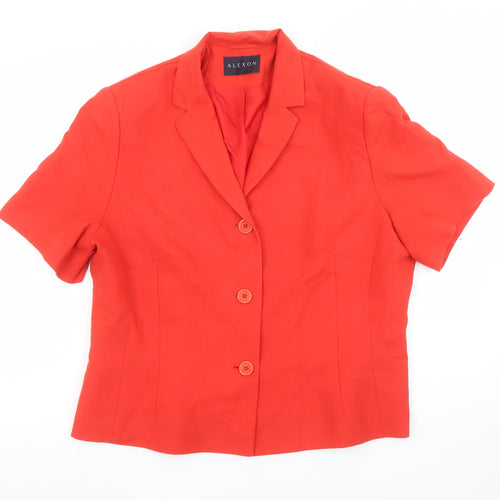 Alexon Women's Red Linen Blend Short Sleeve Tailored Suit Jacket UK 16