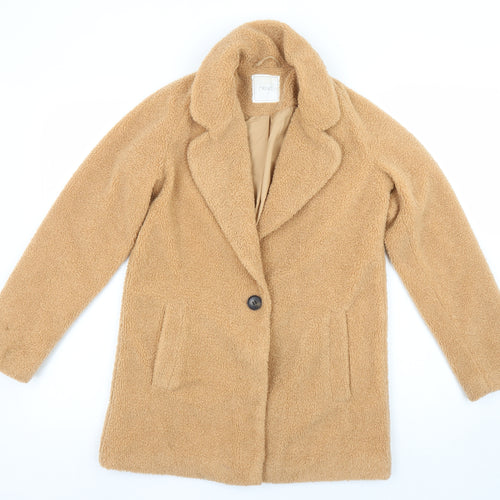Next Girls Beige Teddy Fleece Single Breasted Coat 12 Years