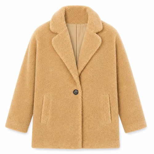 Next Girls Beige Teddy Fleece Single Breasted Coat 12 Years