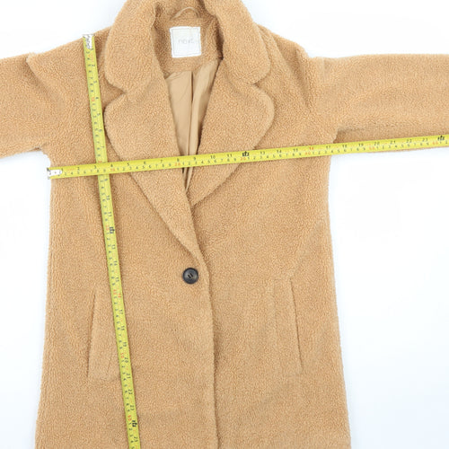 Next Girls Beige Teddy Fleece Single Breasted Coat 12 Years