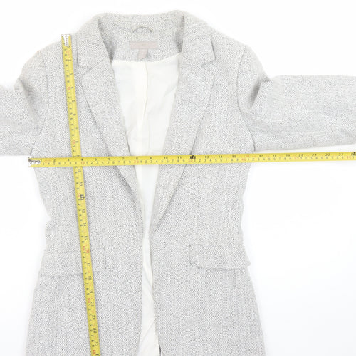 H&M Women's Grey Herringbone Blazer Size 8 Regular Fit Jacket