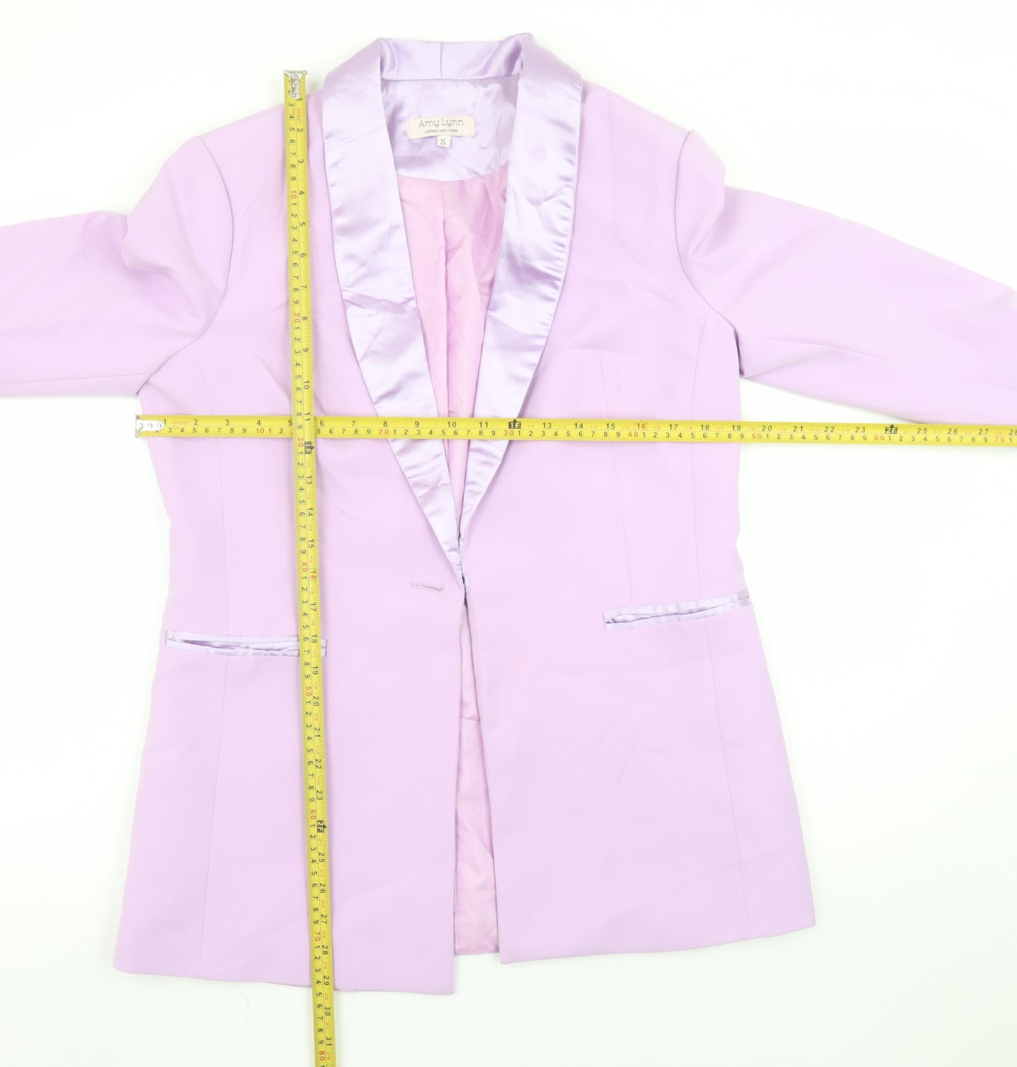 Amy Lynn Women's Purple Shawl Collar Tuxedo Blazer Size S