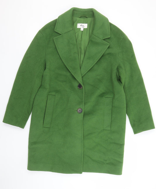Marks and Spencer Women’s Green Mid-Length Wool Blend Overcoat Size 12