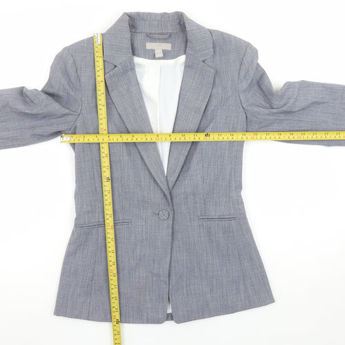 H&M Women’s Grey Slim Fit Blazer UK 6 Single Breasted Work Jacket