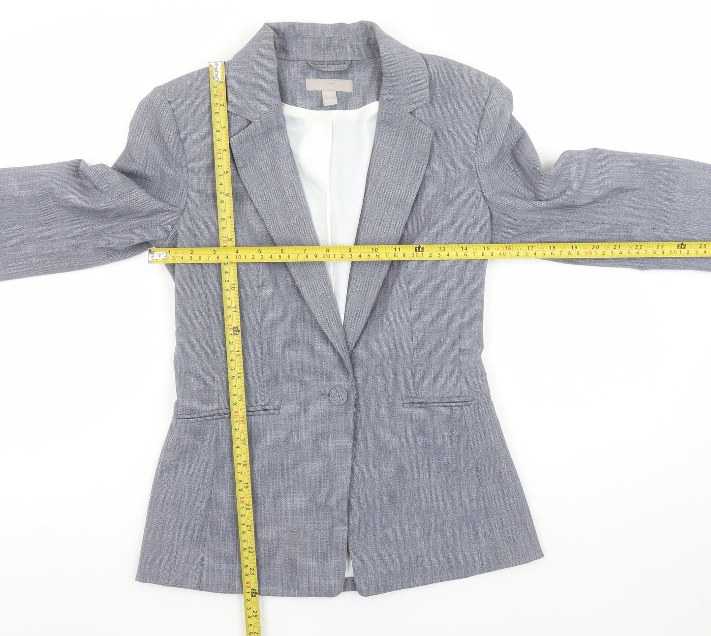 H&M Women’s Grey Slim Fit Blazer UK 6 Single Breasted Work Jacket