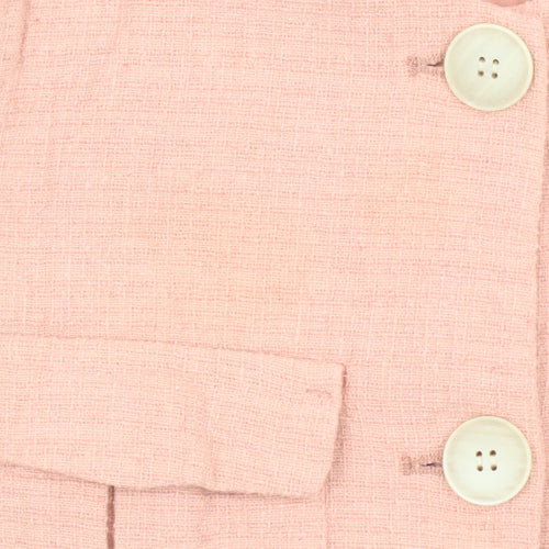 Zara Women's Pink Cropped Tweed Blazer Size 8 Lined Tailored Jacket