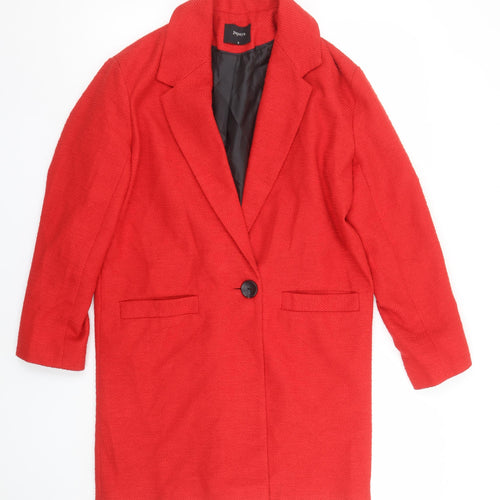 Papaya Women Red Regular Fit Mid-Length Overcoat Size 8