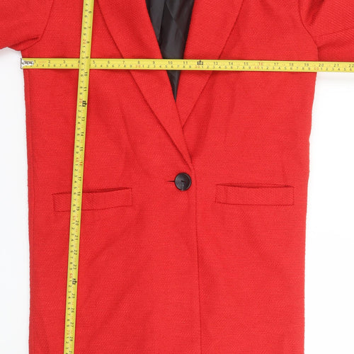 Papaya Women Red Regular Fit Mid-Length Overcoat Size 8