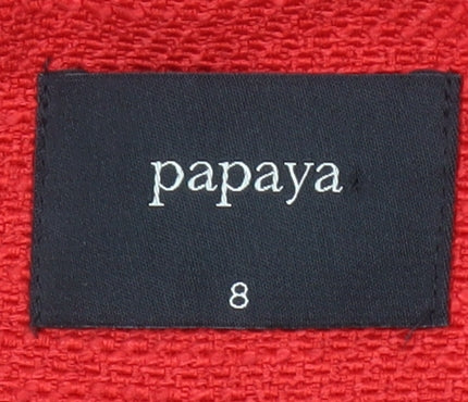 Papaya Women Red Regular Fit Mid-Length Overcoat Size 8