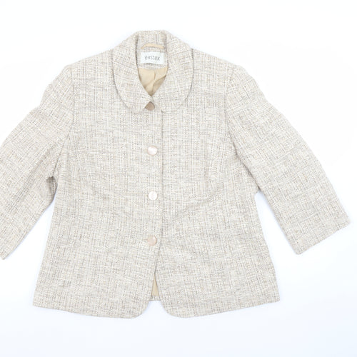 Eastex Women Beige Tweed Blazer Jacket UK 14 Classic Lined