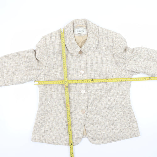Eastex Women Beige Tweed Blazer Jacket UK 14 Classic Lined