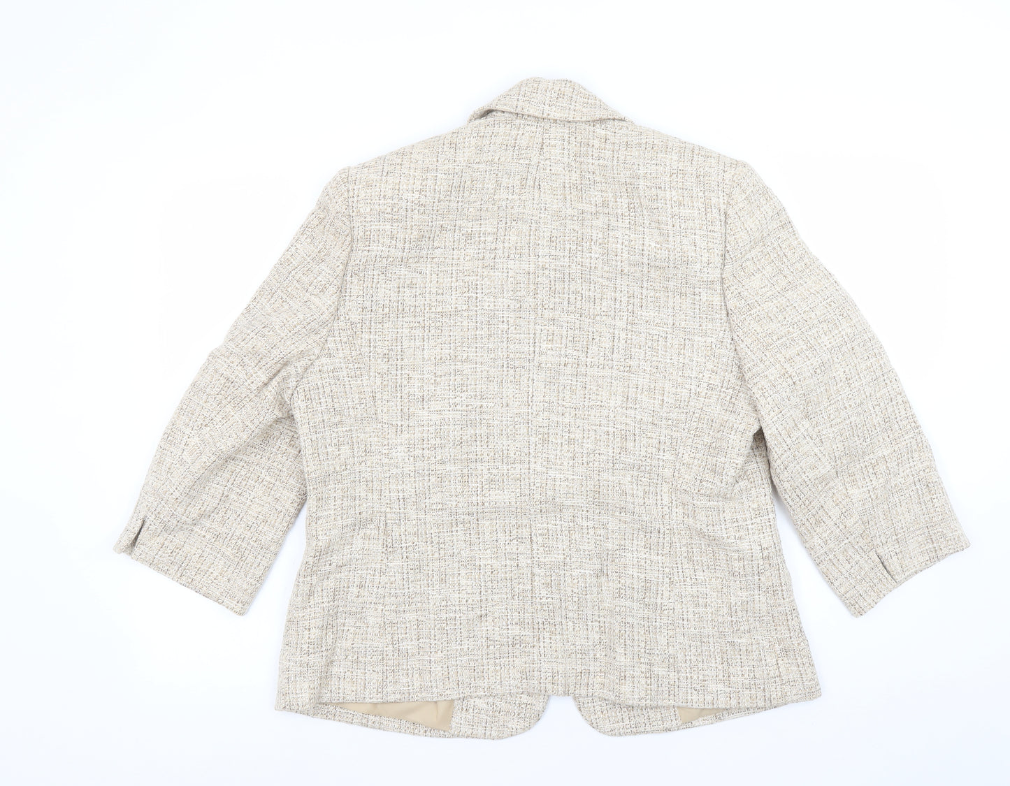 Eastex Women Beige Tweed Blazer Jacket UK 14 Classic Lined