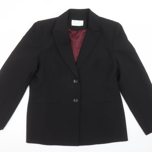 Amaranto Women's Black Size 16 Classic Single-Breasted Blazer