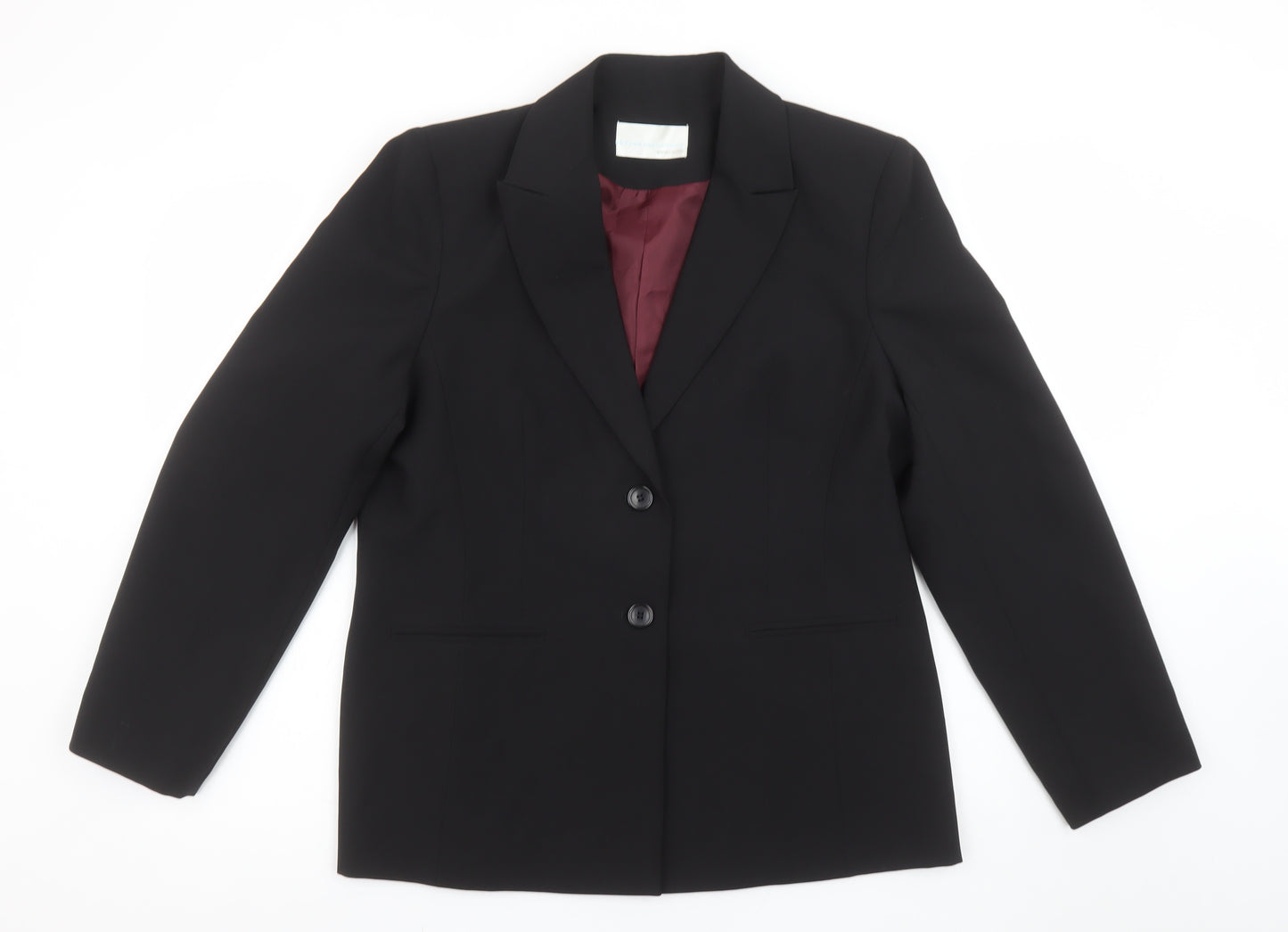 Amaranto Women's Black Size 16 Classic Single-Breasted Blazer
