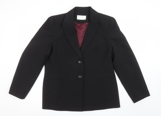 Amaranto Women's Black Size 16 Classic Single-Breasted Blazer