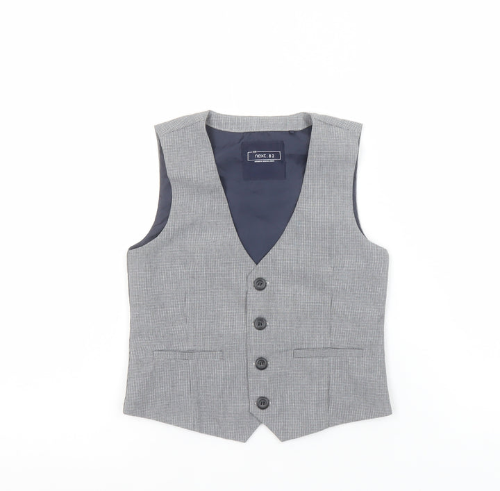 Next Boys Grey Check Waistcoat 4-5 Years Formal Wedding Suit Vest