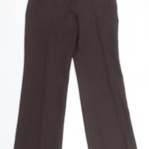 Laura Scott Women's Brown Pinstripe Straight Leg Trousers Size 18