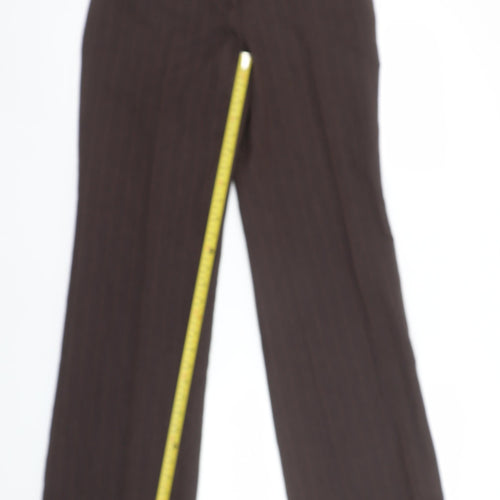 Laura Scott Women's Brown Pinstripe Straight Leg Trousers Size 18