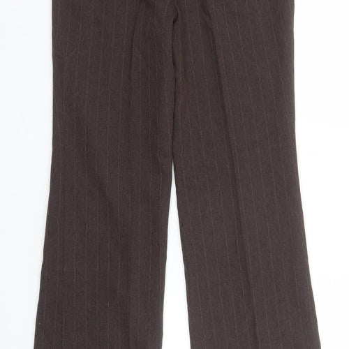 Laura Scott Women's Brown Pinstripe Straight Leg Trousers Size 18