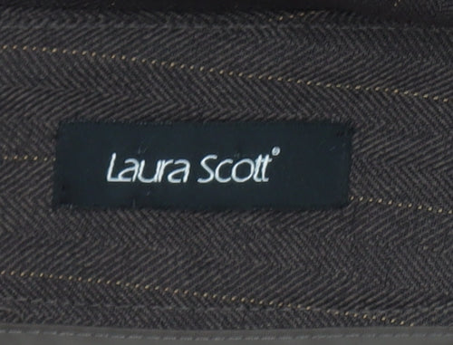 Laura Scott Women's Brown Pinstripe Straight Leg Trousers Size 18