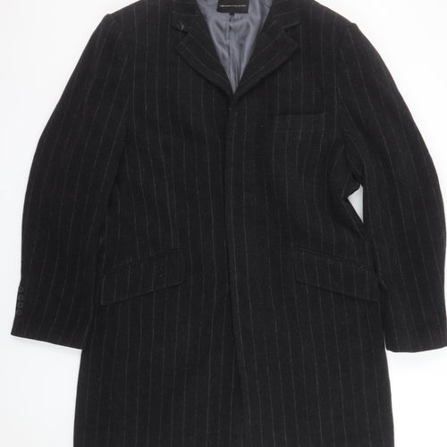Urban Spirit Collection Men's Black Wool Pinstripe Overcoat L