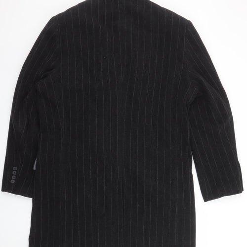 Urban Spirit Collection Men's Black Wool Pinstripe Overcoat L