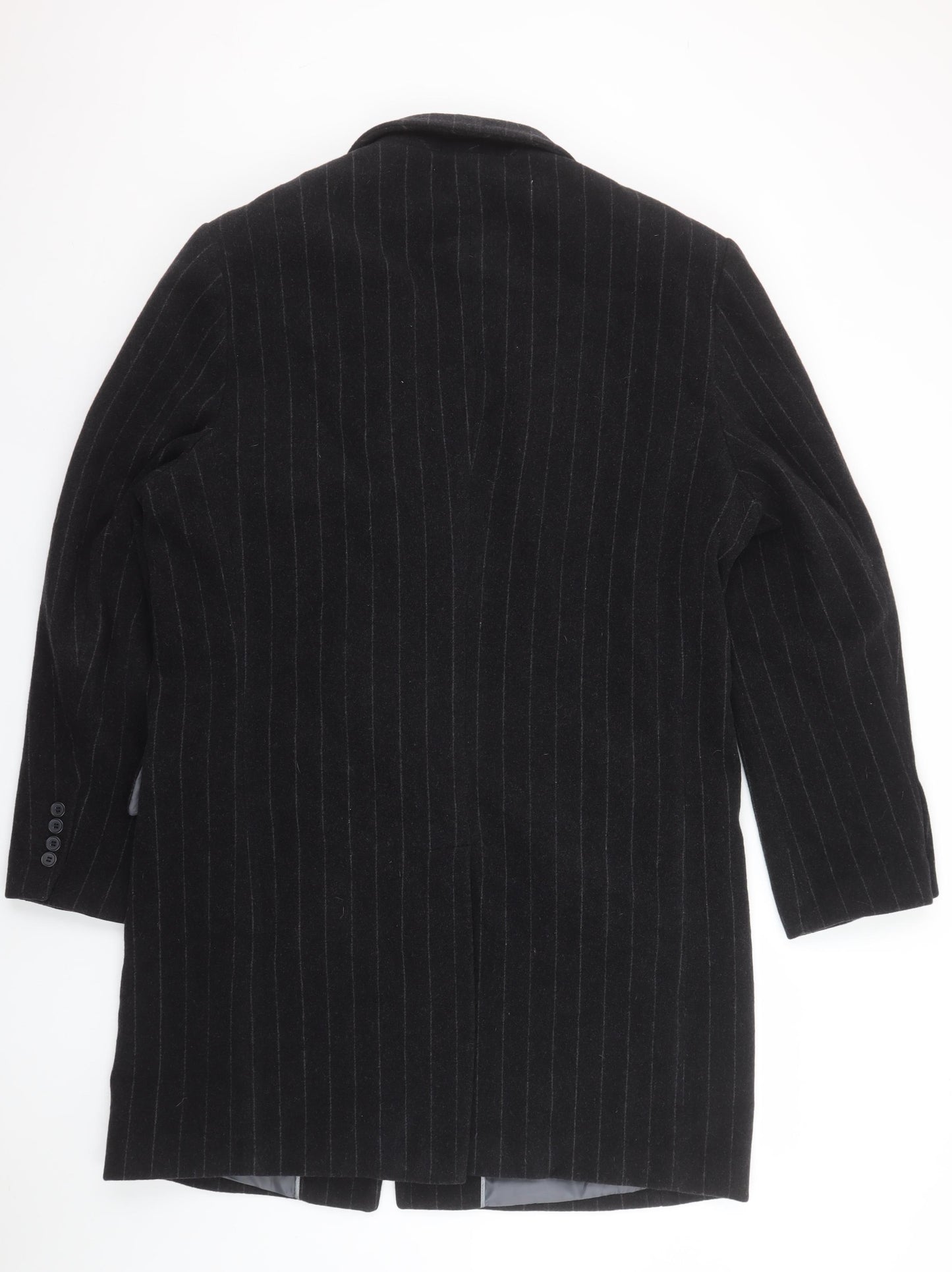 Urban Spirit Collection Men's Black Wool Pinstripe Overcoat L