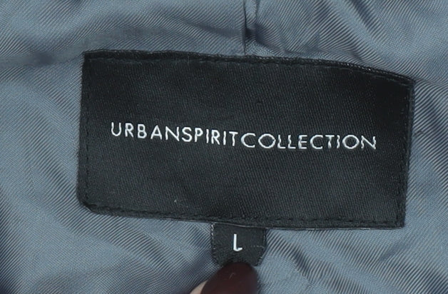Urban Spirit Collection Men's Black Wool Pinstripe Overcoat L