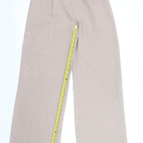 PrettyLittleThing Womens Beige Wide-Leg Pleated Trousers Size 8