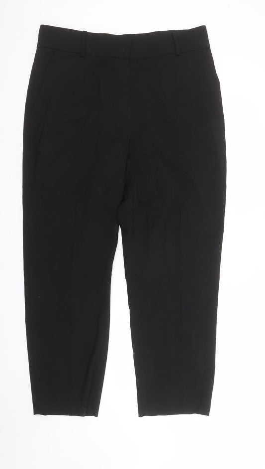 Jaeger Women’s Black Wool Blend Cropped Tailored Trousers UK 16